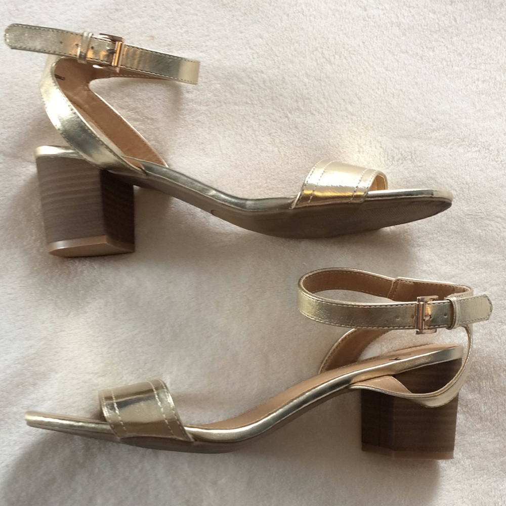 Gold ankle strap sandals